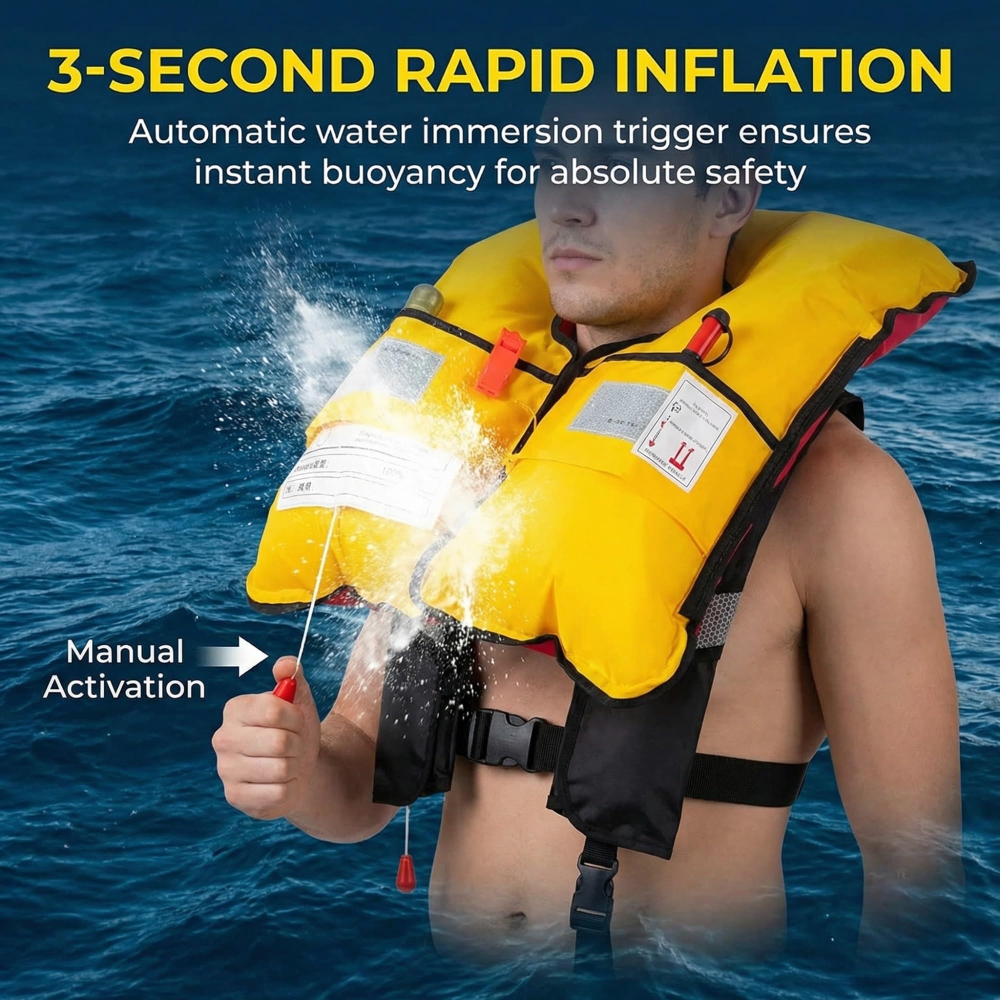GDLHY reflective panels and whistle visible for increased visibility and signaling