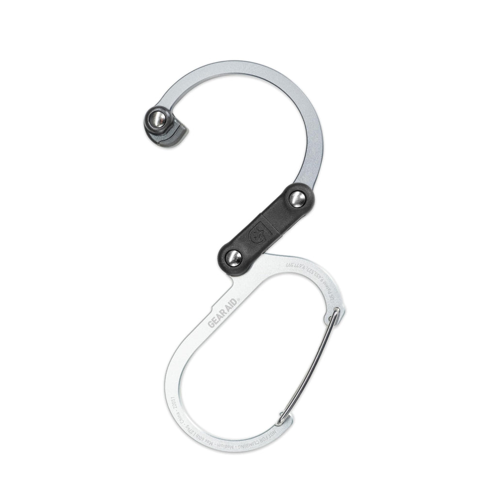 GEAR AID HEROCLIP Medium open gate demonstrating wide clearance for thick straps