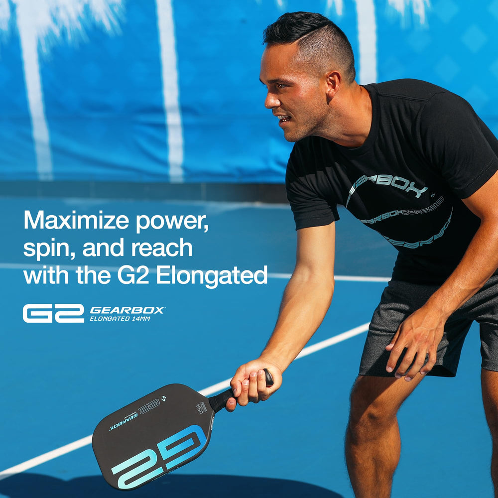 Gearbox G2 handle and grip highlighting longer handle for two-handed control