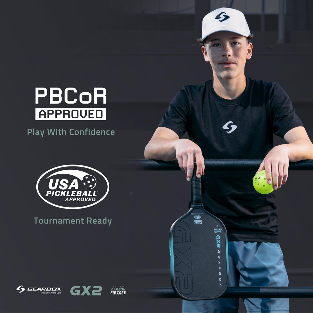 Gearbox GX2 label and specs showing tournament-ready material information