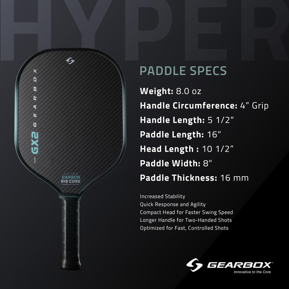 Gearbox GX2 next to a paddle for scale to show compact balance
