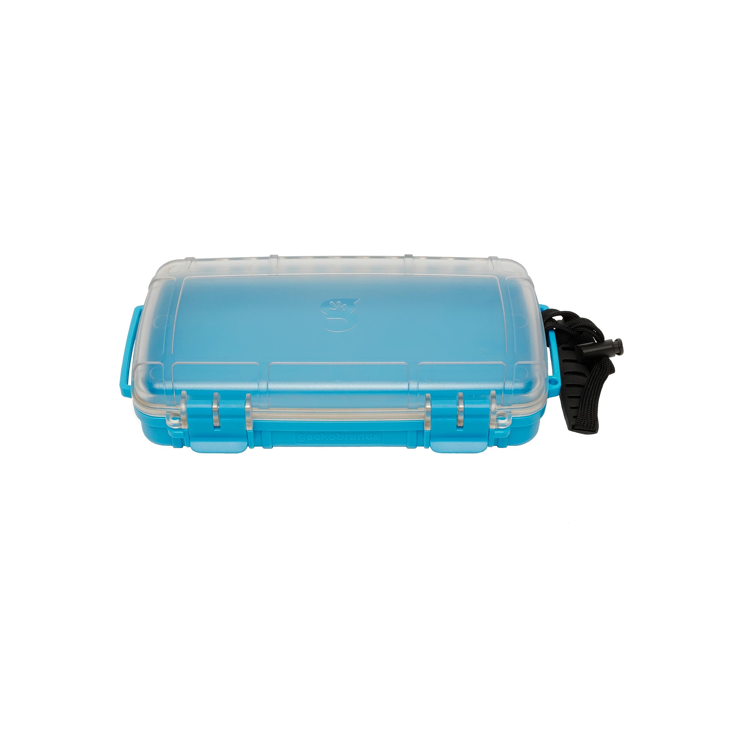 geckobrands front view of waterproof dry box showing protective shell and brand