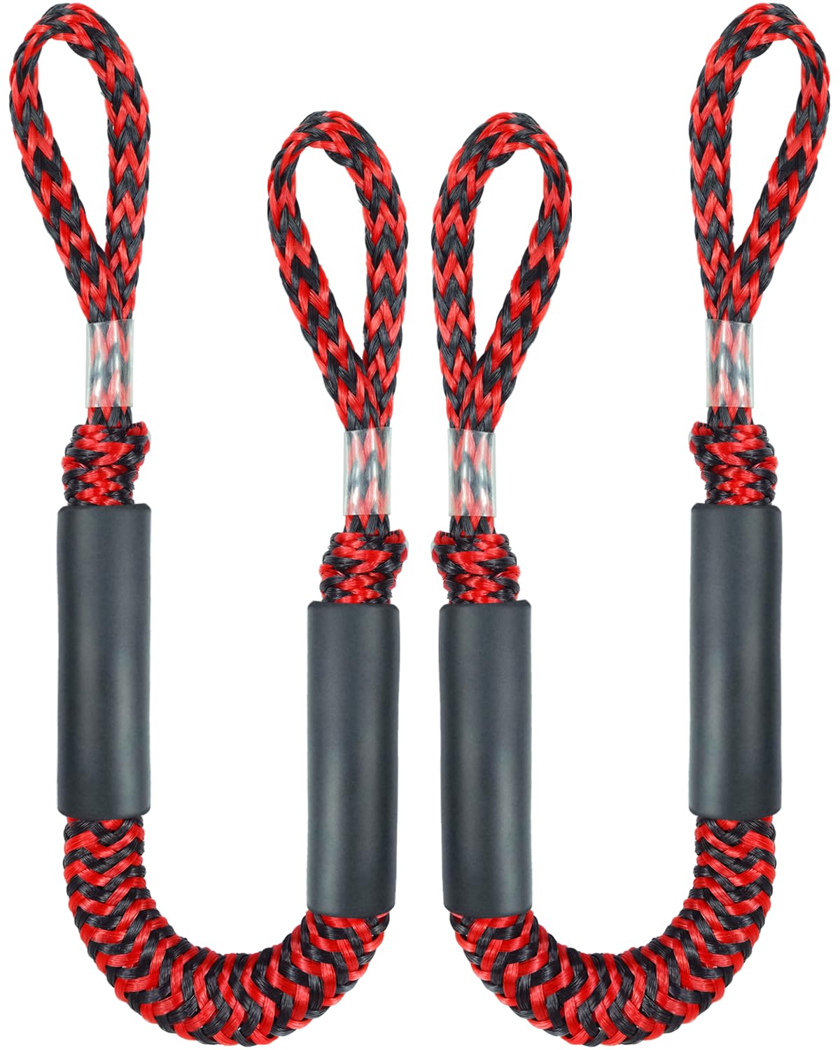Geelu red and black dock lines front view showing two-pack and color options for easy identification