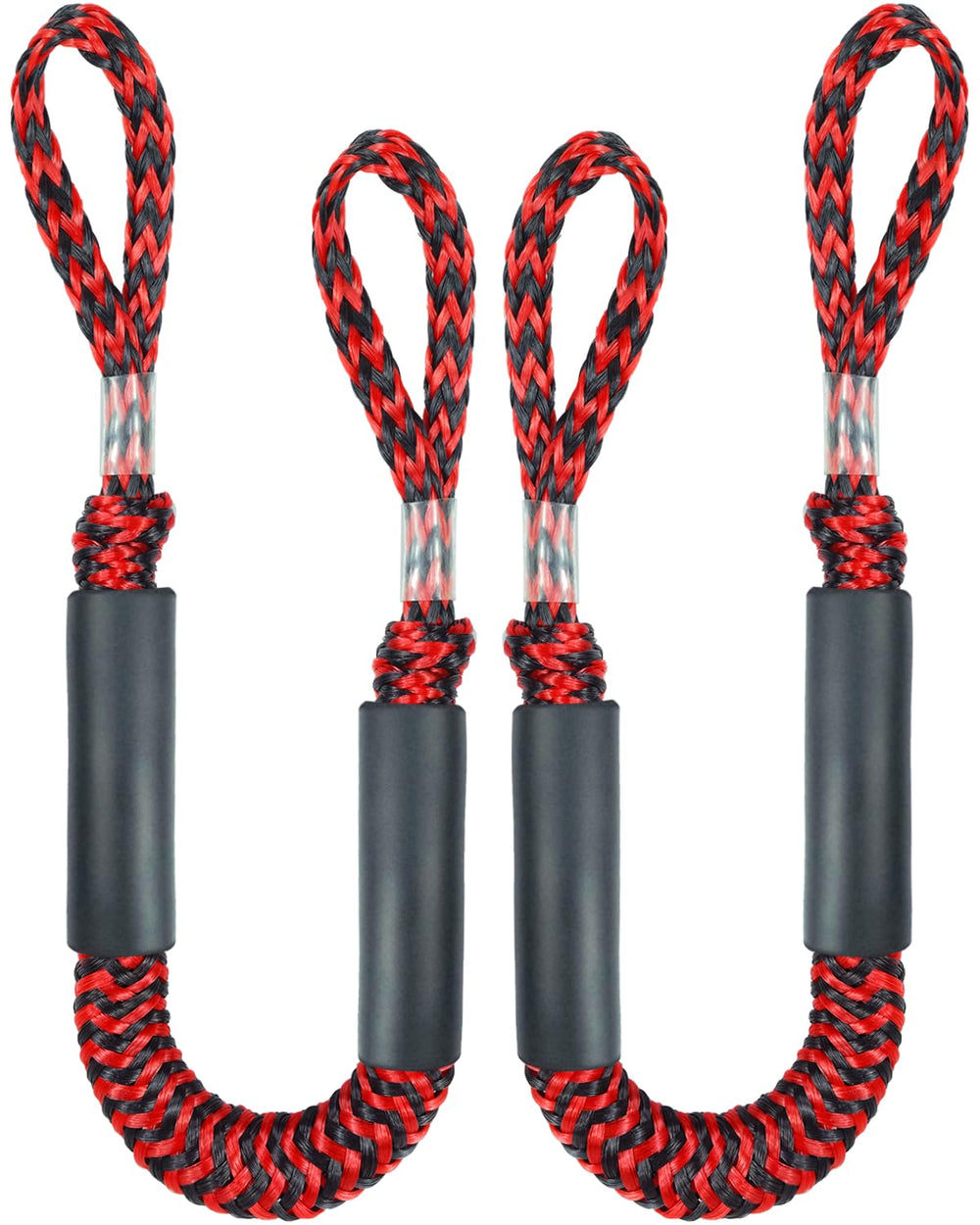 Geelu red and black dock lines front view showing two-pack and color options for easy identification