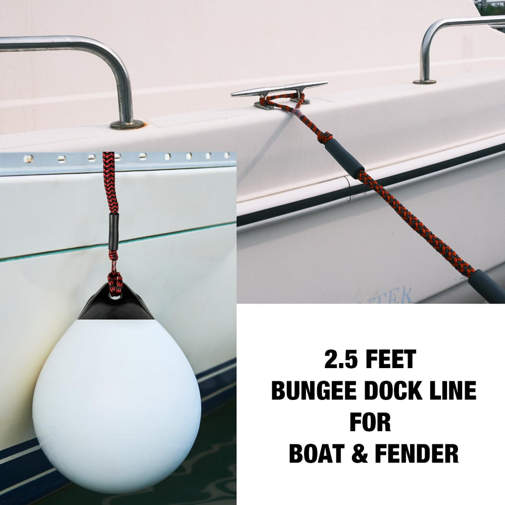 Geelu dock line in use securing a jet ski to a dock demonstrating quick, shock-absorbing hold