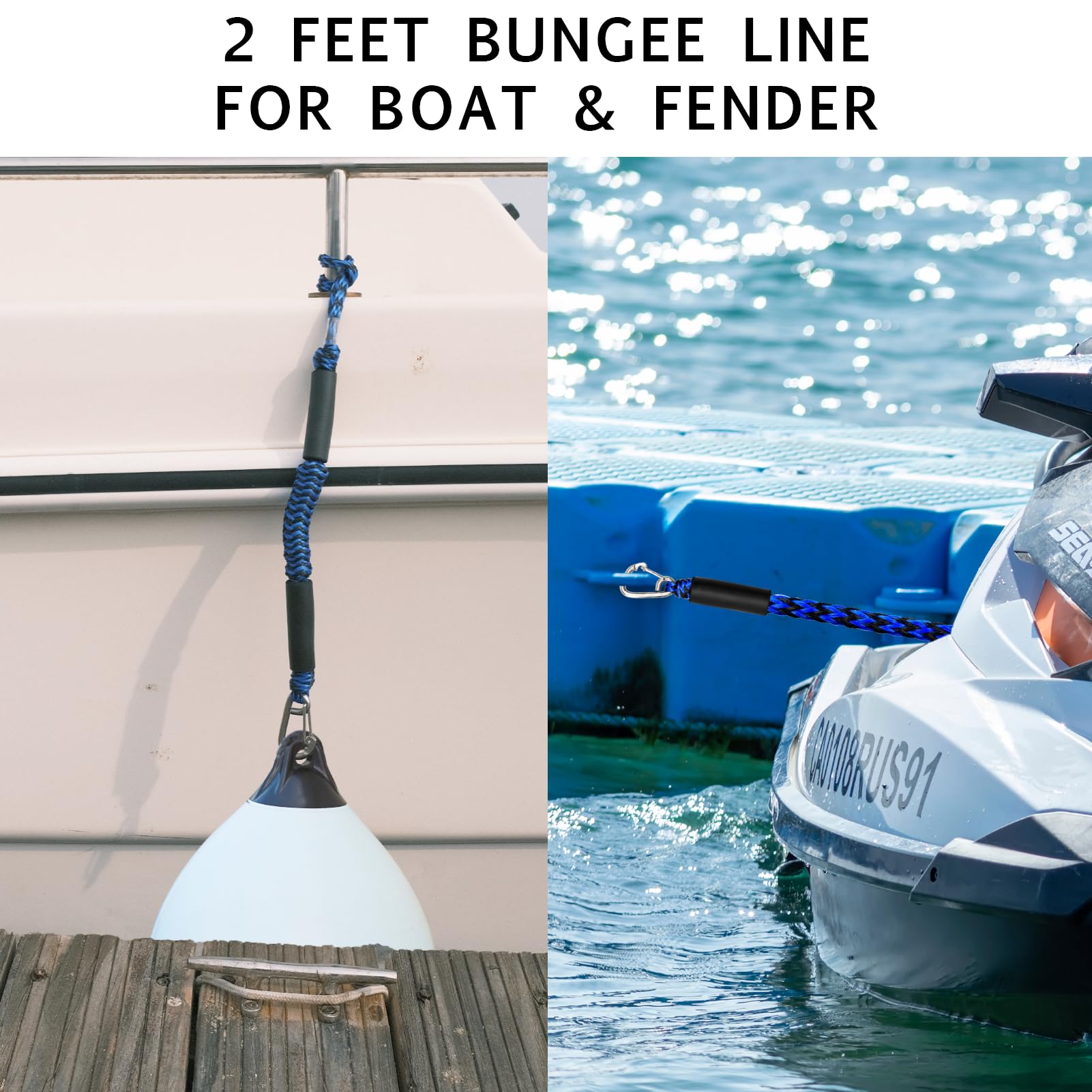 Geelu dock line laid by a ruler showing 2ft length, compact storage and scale