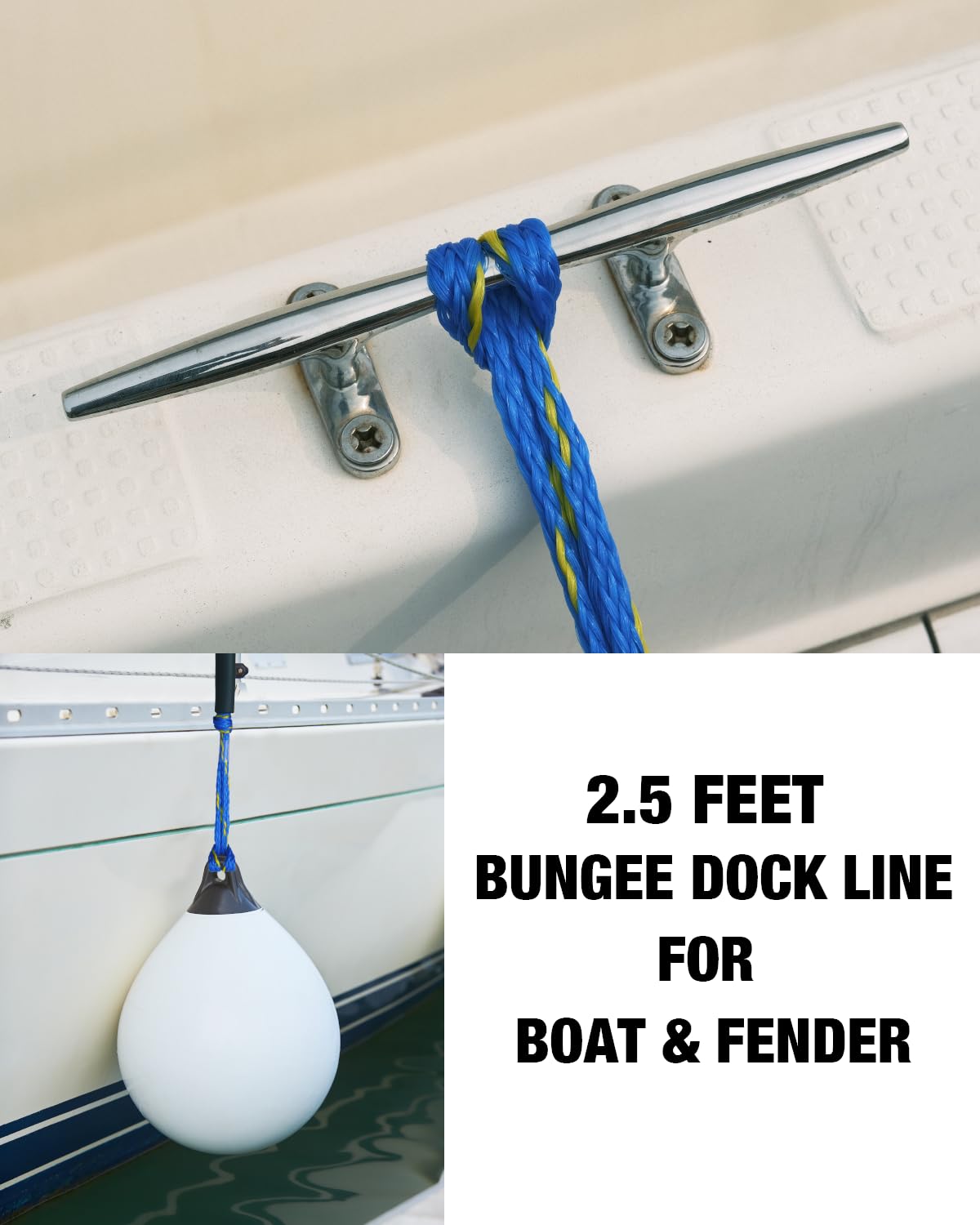Geelu dock line next to ruler showing compact length and easy storage