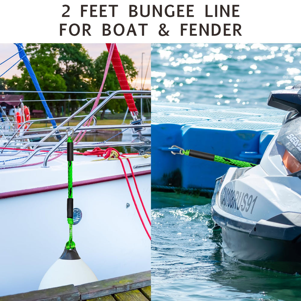 Geelu dock line displayed next to ruler showing 2ft length and convenient compact scale