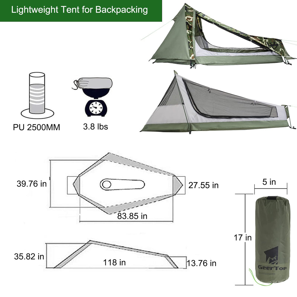 GEERTOP bivy pitched at night with reflective elements for improved visibility