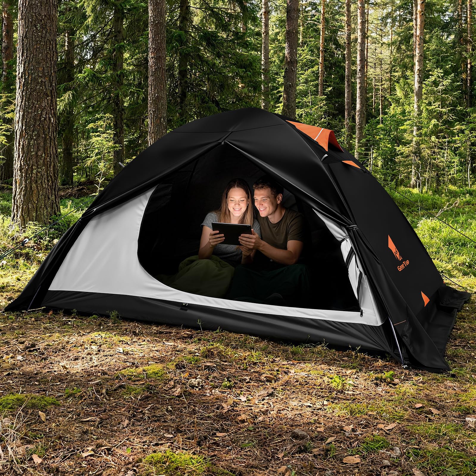 GEERTOP tent at campsite at dusk illustrating restful outdoor sleeping