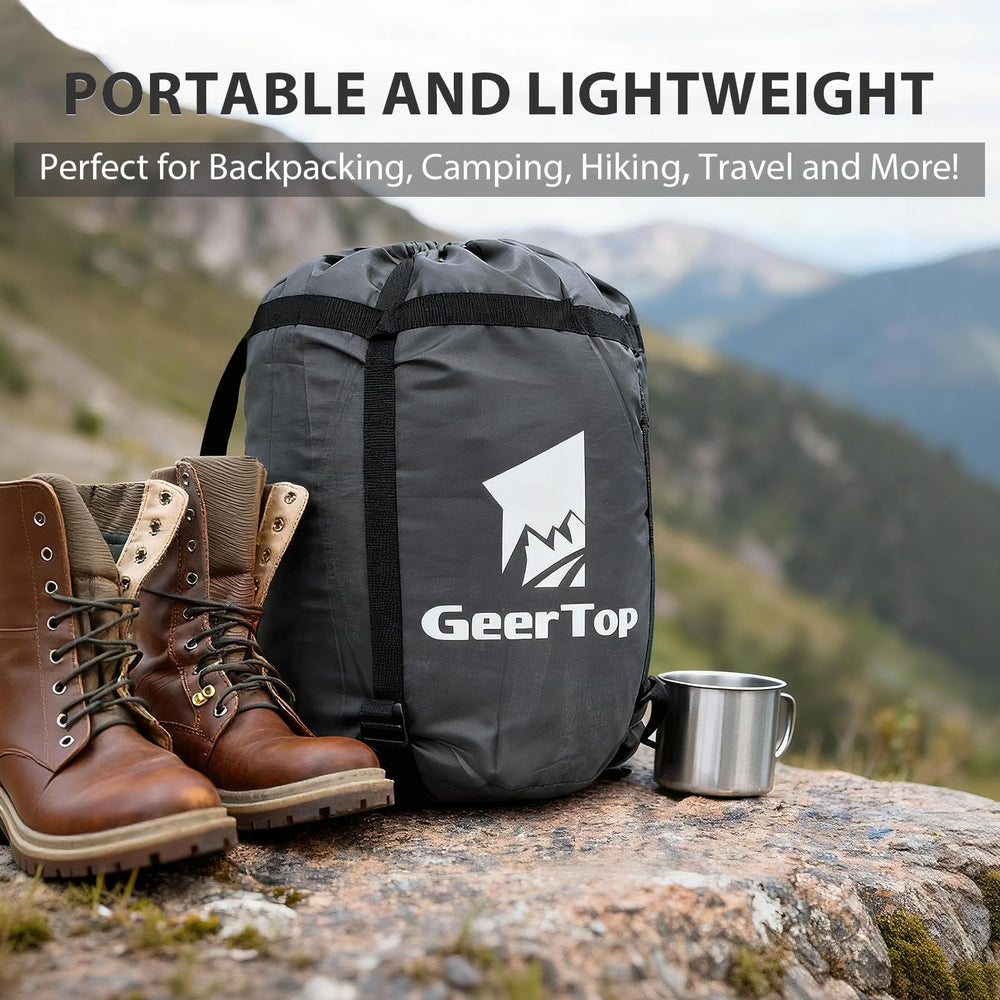 GEERTOP couple using the double sleeping bag at campsite for cozy shared sleep