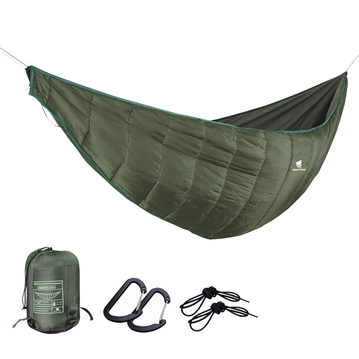 GEERTOP underquilt front view showing full-length coverage and warmth