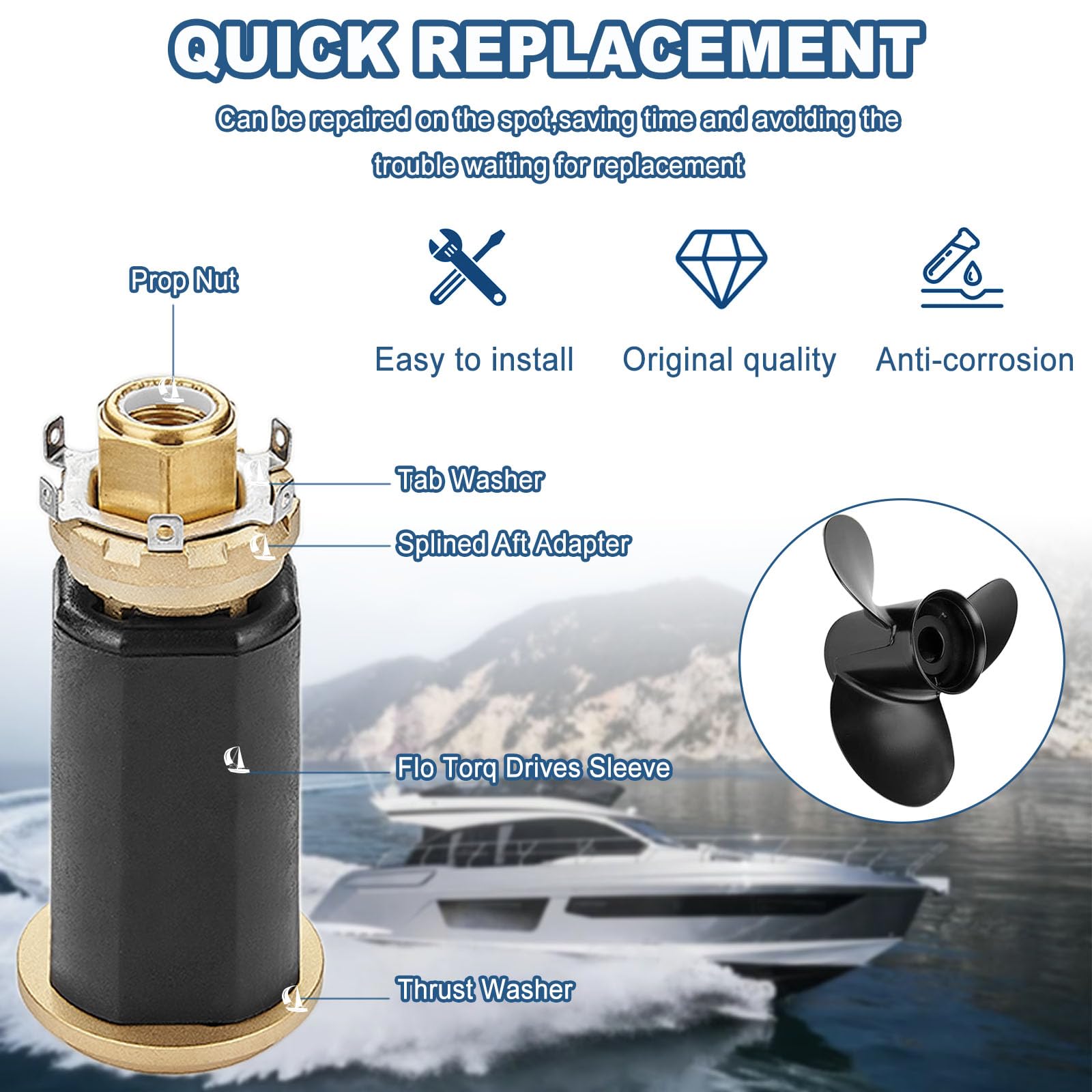 GELAIDI installed on boat shaft demonstrating correct fit and smoother drive