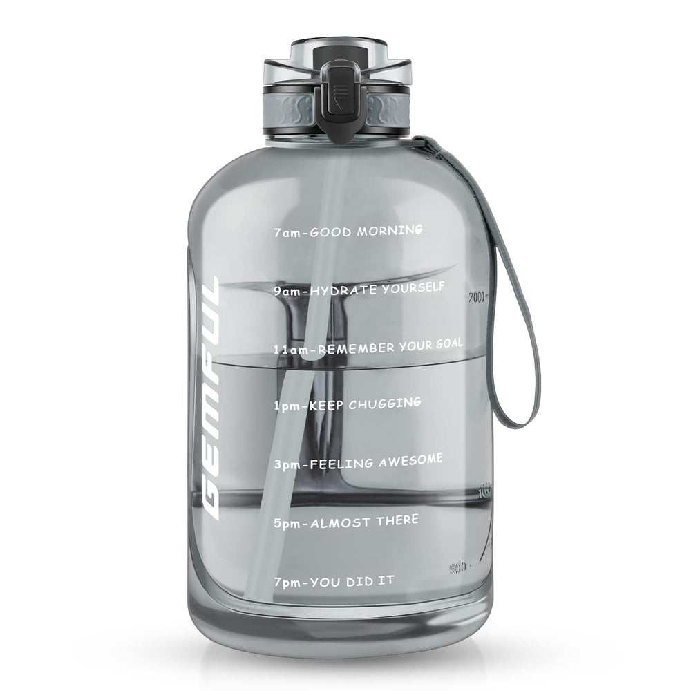 GEMFUL 3L bottle front view showing capacity and grey finish for reliable hydration