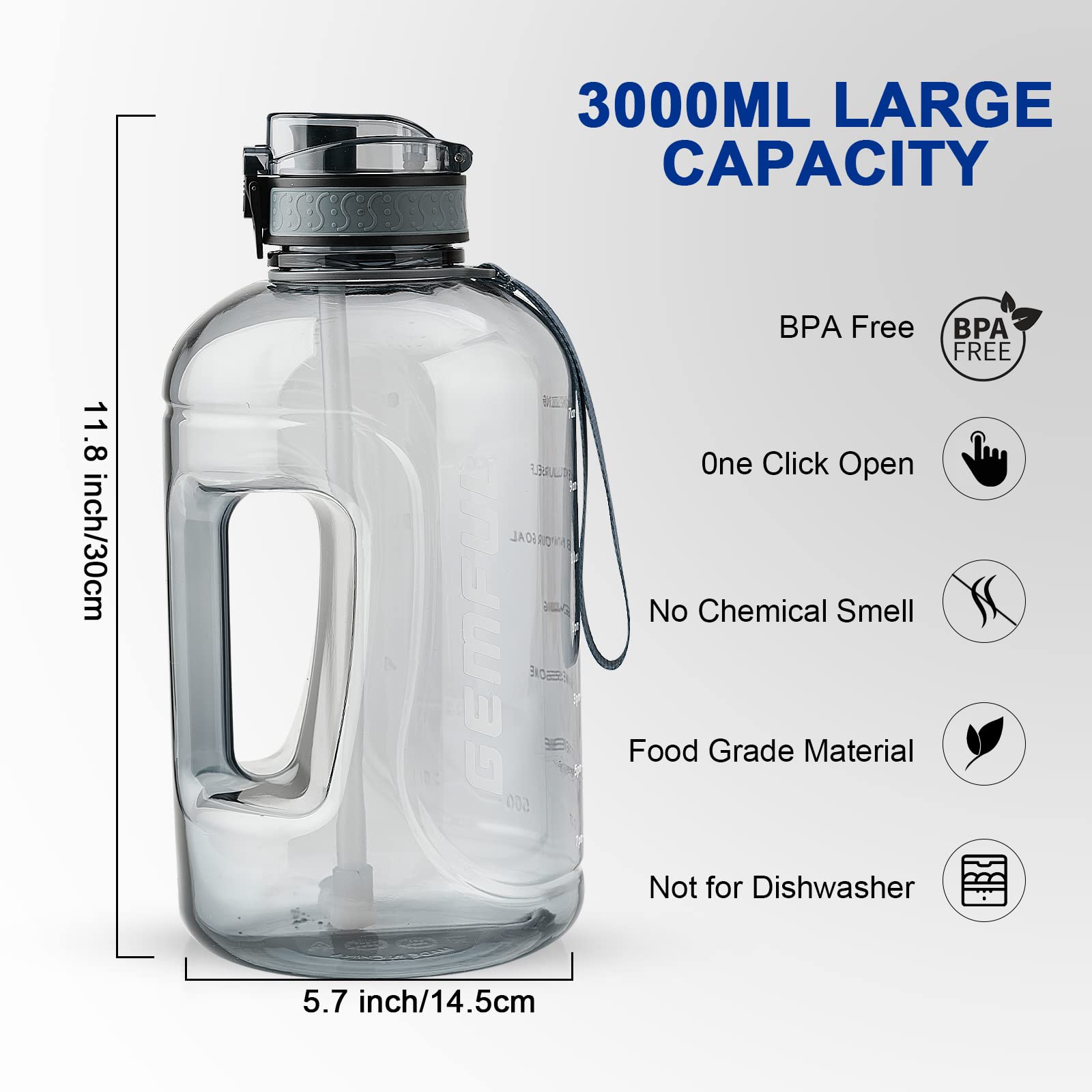 GEMFUL flip lid and silicone straw detail for easy one-handed sipping