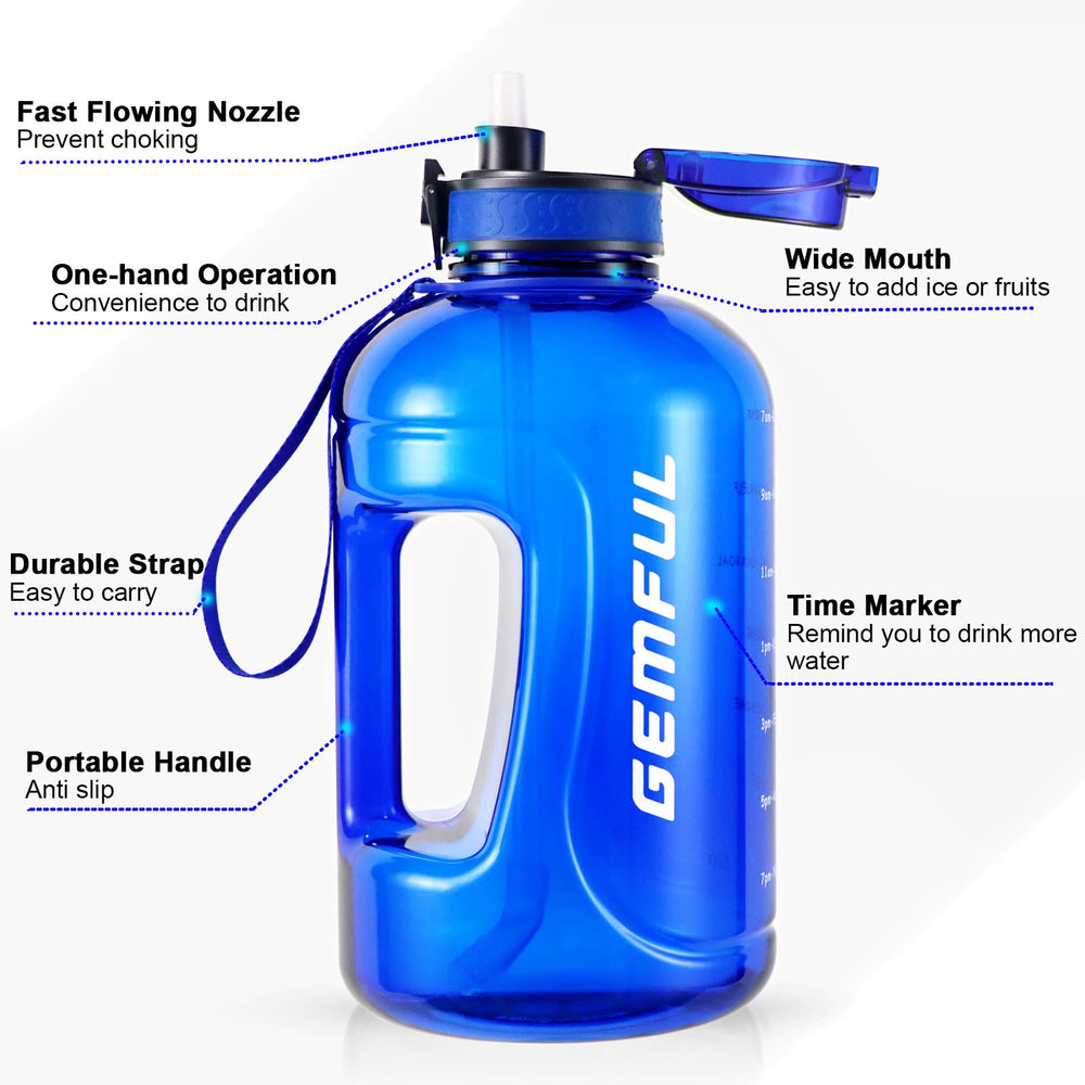 GEMFUL size comparison next to a water glass showing large 3L capacity