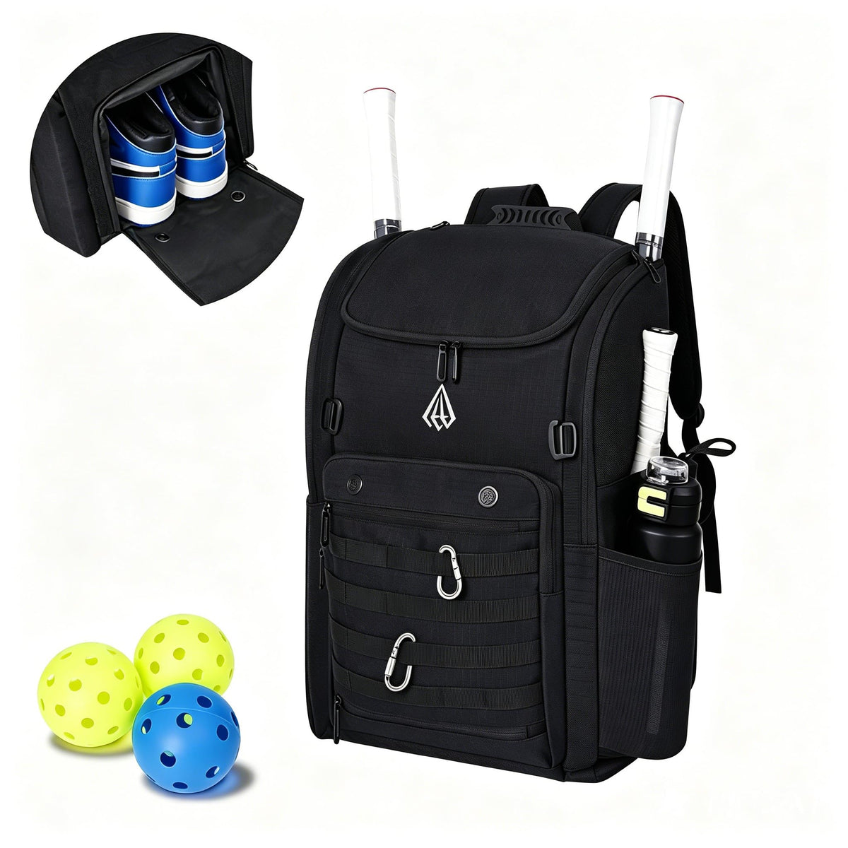 Gemgoal front view showing compartments and large capacity benefit