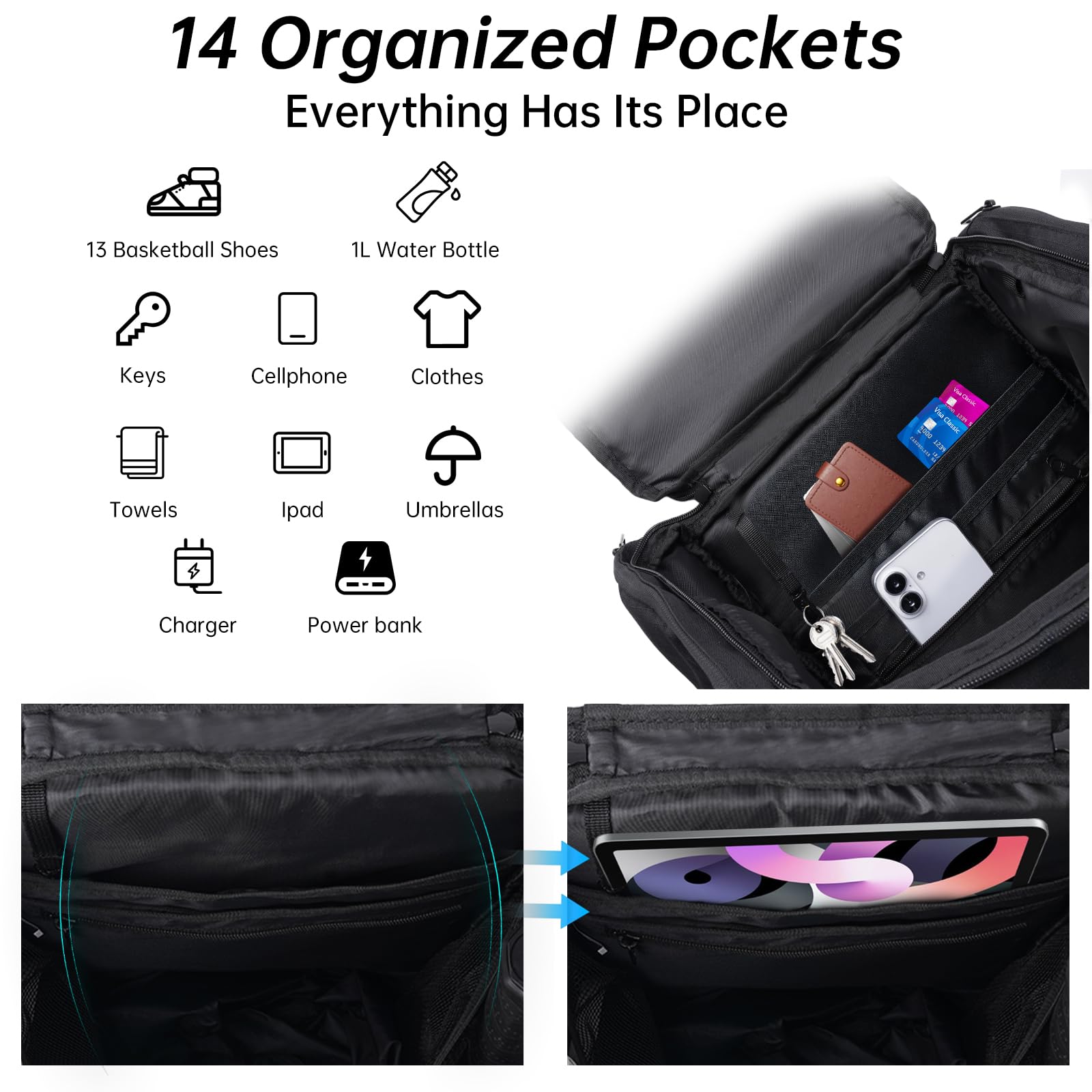 Gemgoal side pockets with bottles and accessories for quick hydration benefit