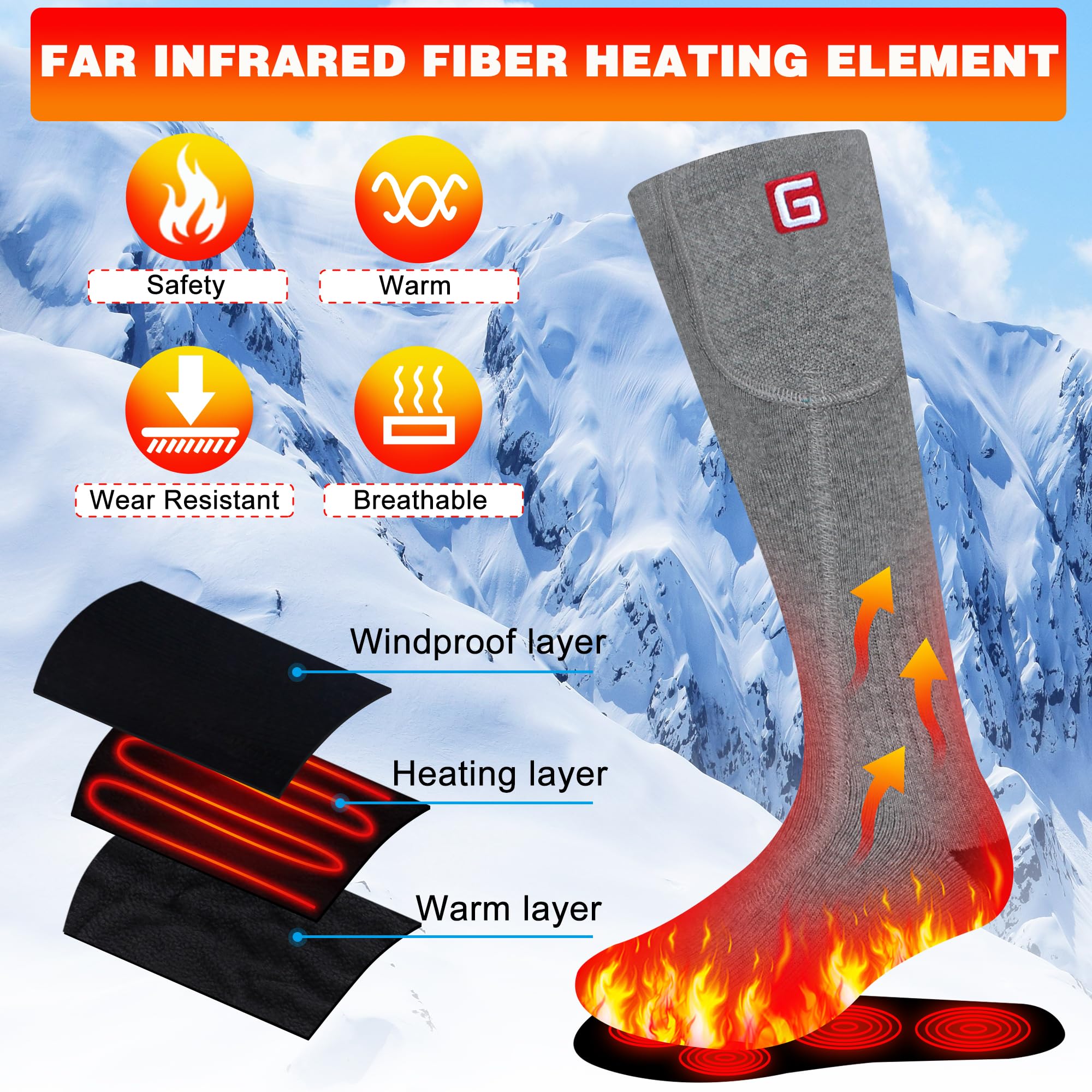 GEMSTONEGO socks in use hiking outdoors providing consistent foot warmth