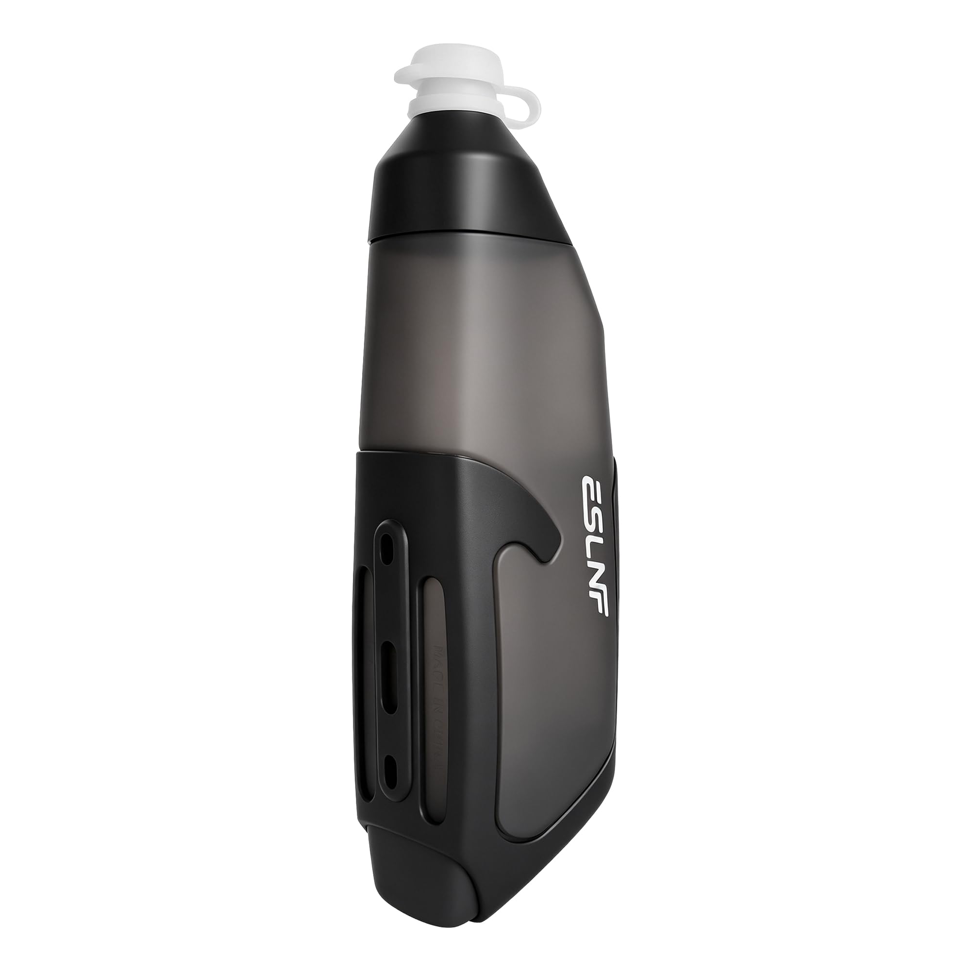 Generic front view of aerodynamic bottle showing slim profile and quick access