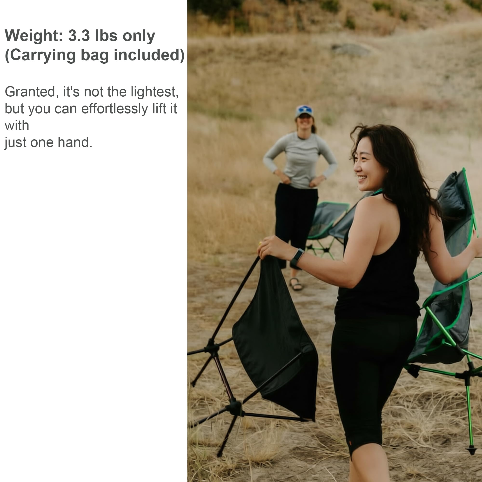 Generic camping scene with the chair in use providing comfortable outdoor seating