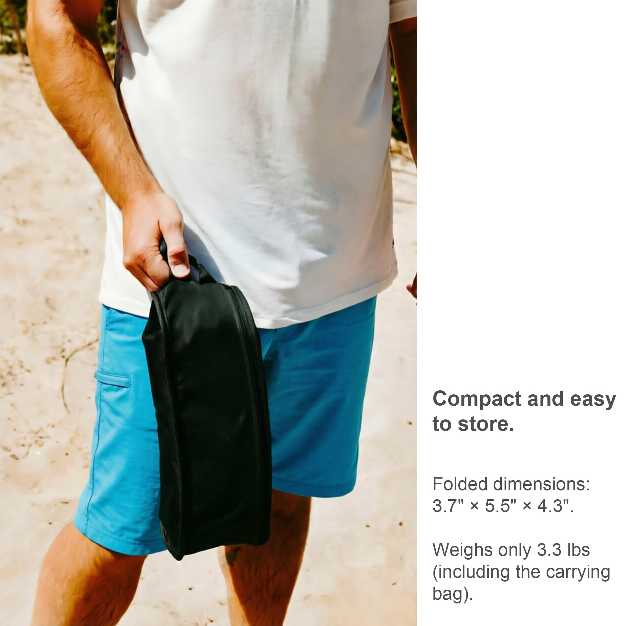 Generic chair folded inside carry bag for compact transportation and protection