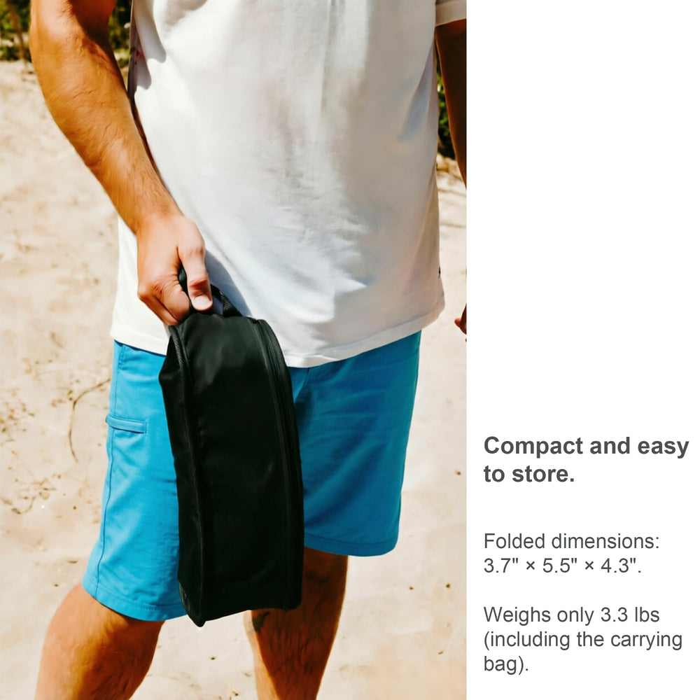 Generic chair folded inside carry bag for compact transportation and protection