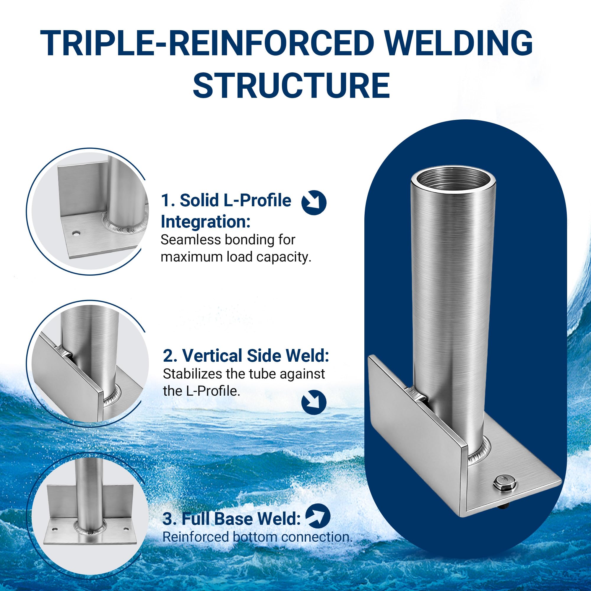 Generic close-up of aluminum weld and drain hole, Generic preventing water buildup