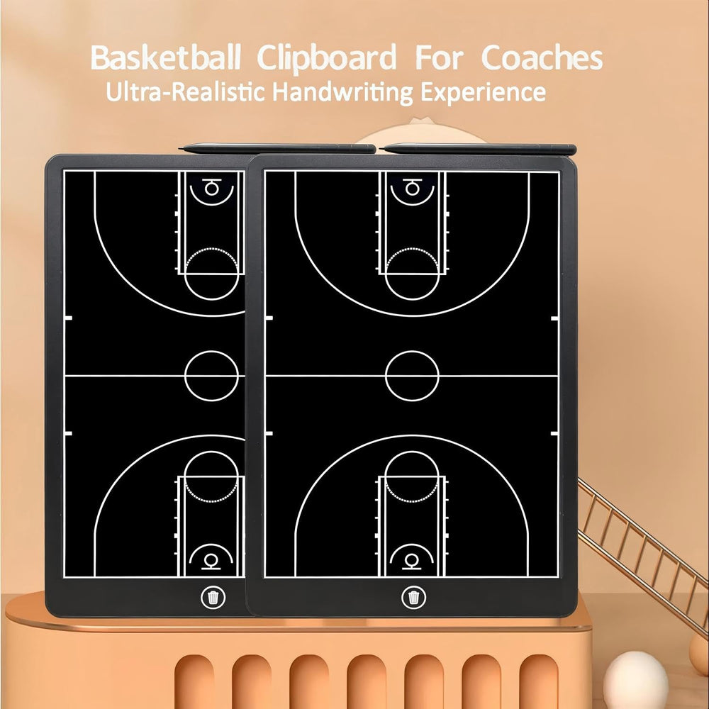 Generic coach clipboard in use on sideline illustrating fast in-game adjustments and team direction