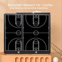 Generic coach clipboard in use on sideline illustrating fast in-game adjustments and team direction