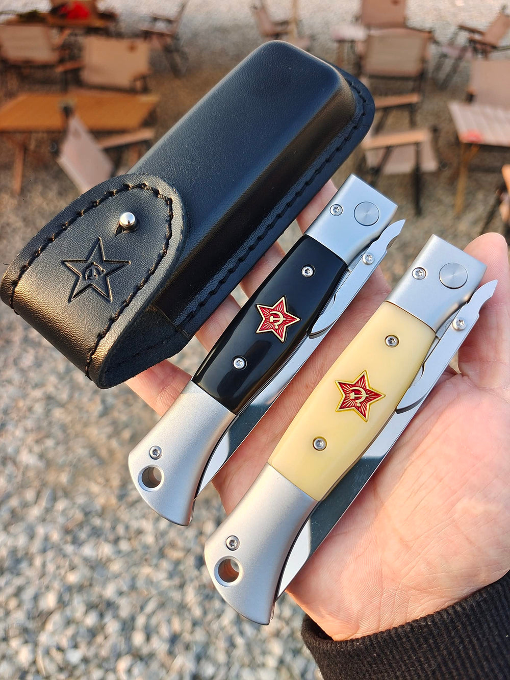 Generic Finka-NKVD cowhide sheath protecting knife and enabling belt carry