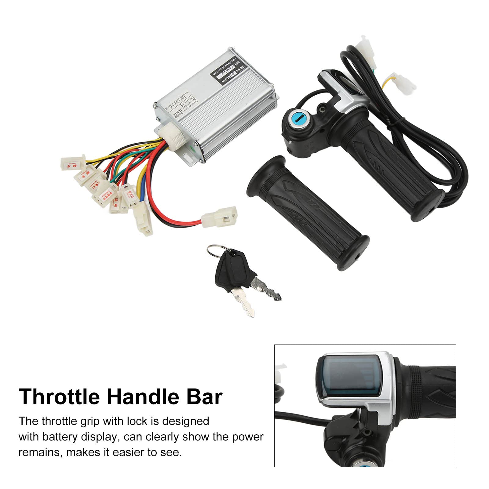 Generic handlebar installation with grips, demonstrates easy swap-in fit and ergonomics