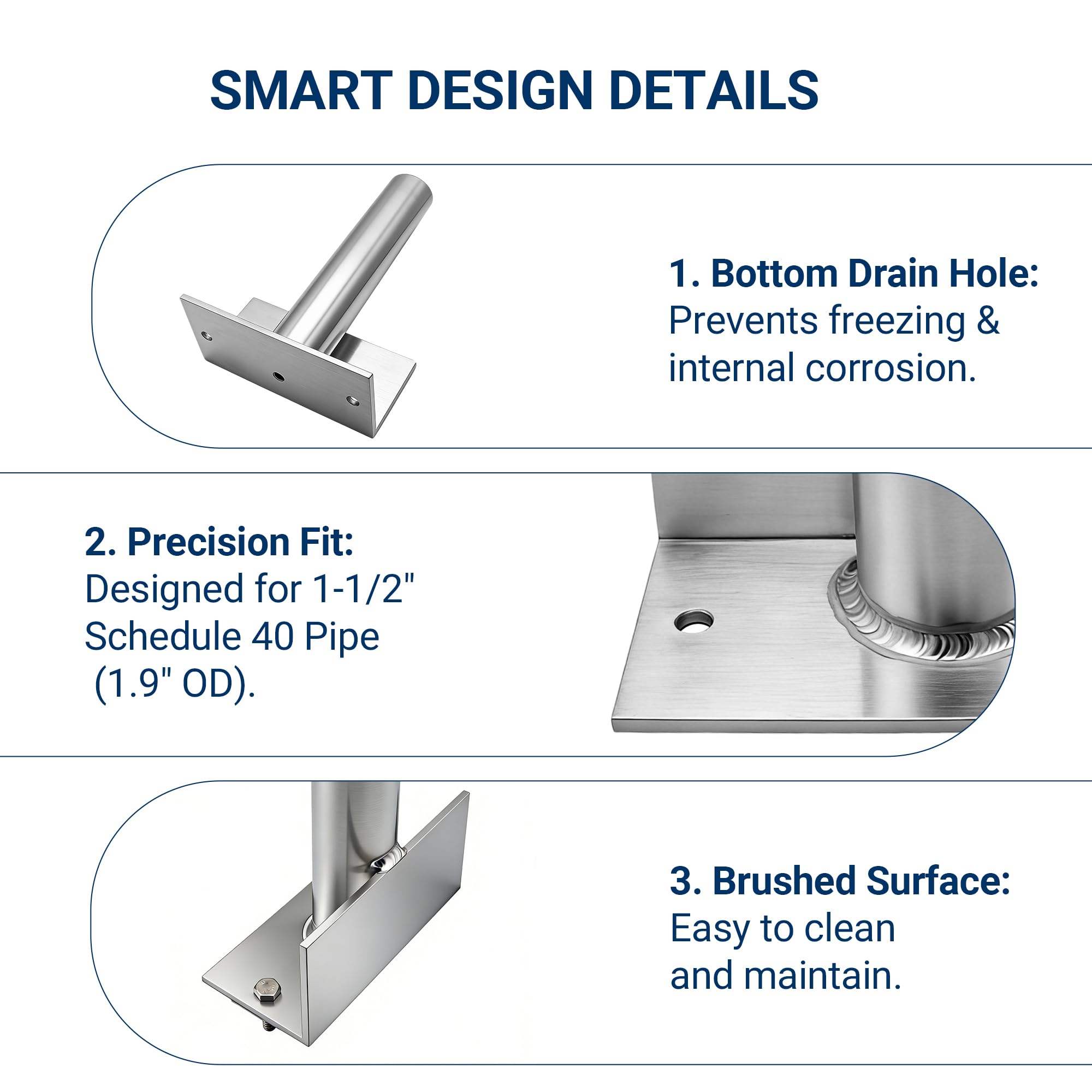 Generic included stainless hardware and mounting tabs laid out, Generic simplifies installation
