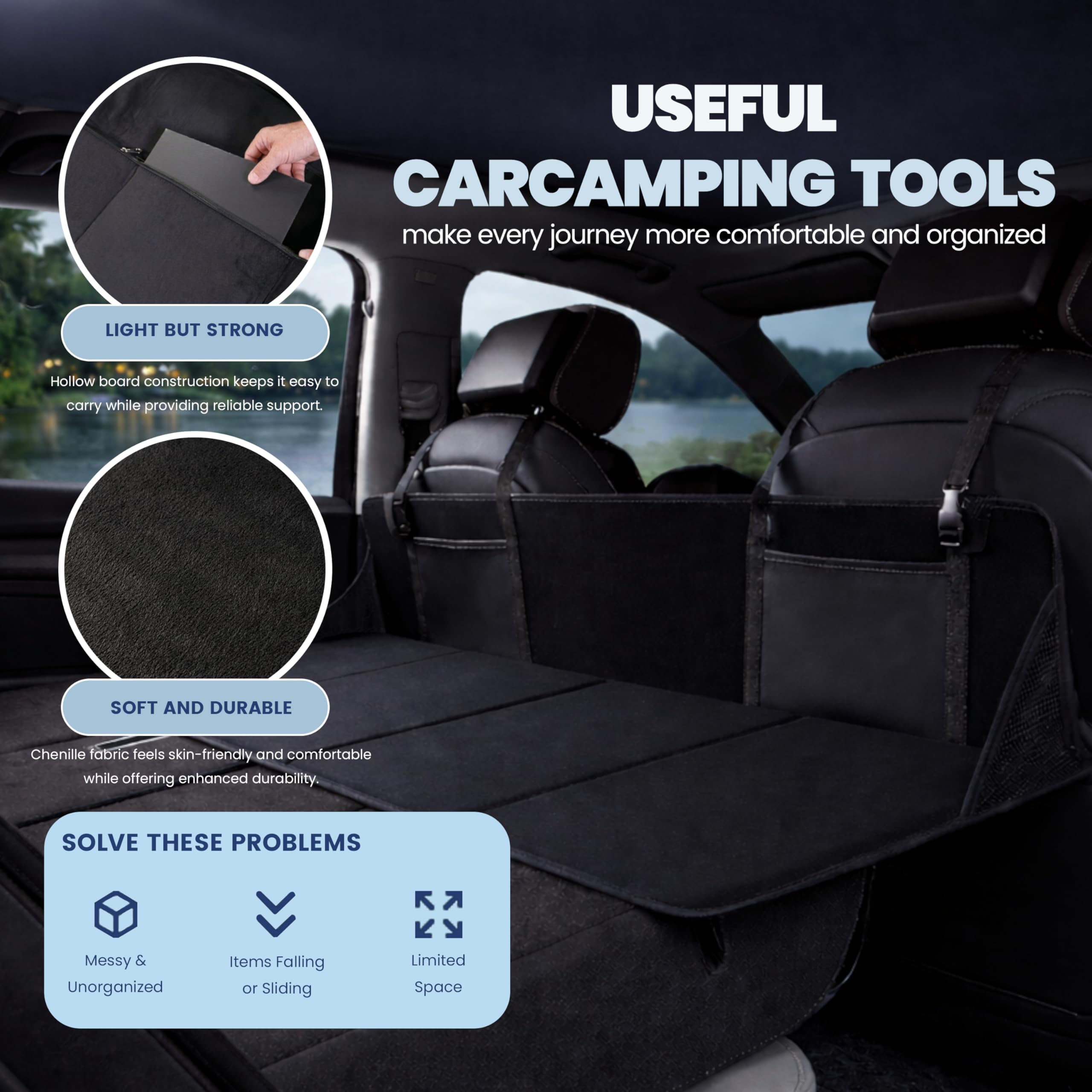 Generic installed extender in SUV creating a flat surface and extended sleeping area