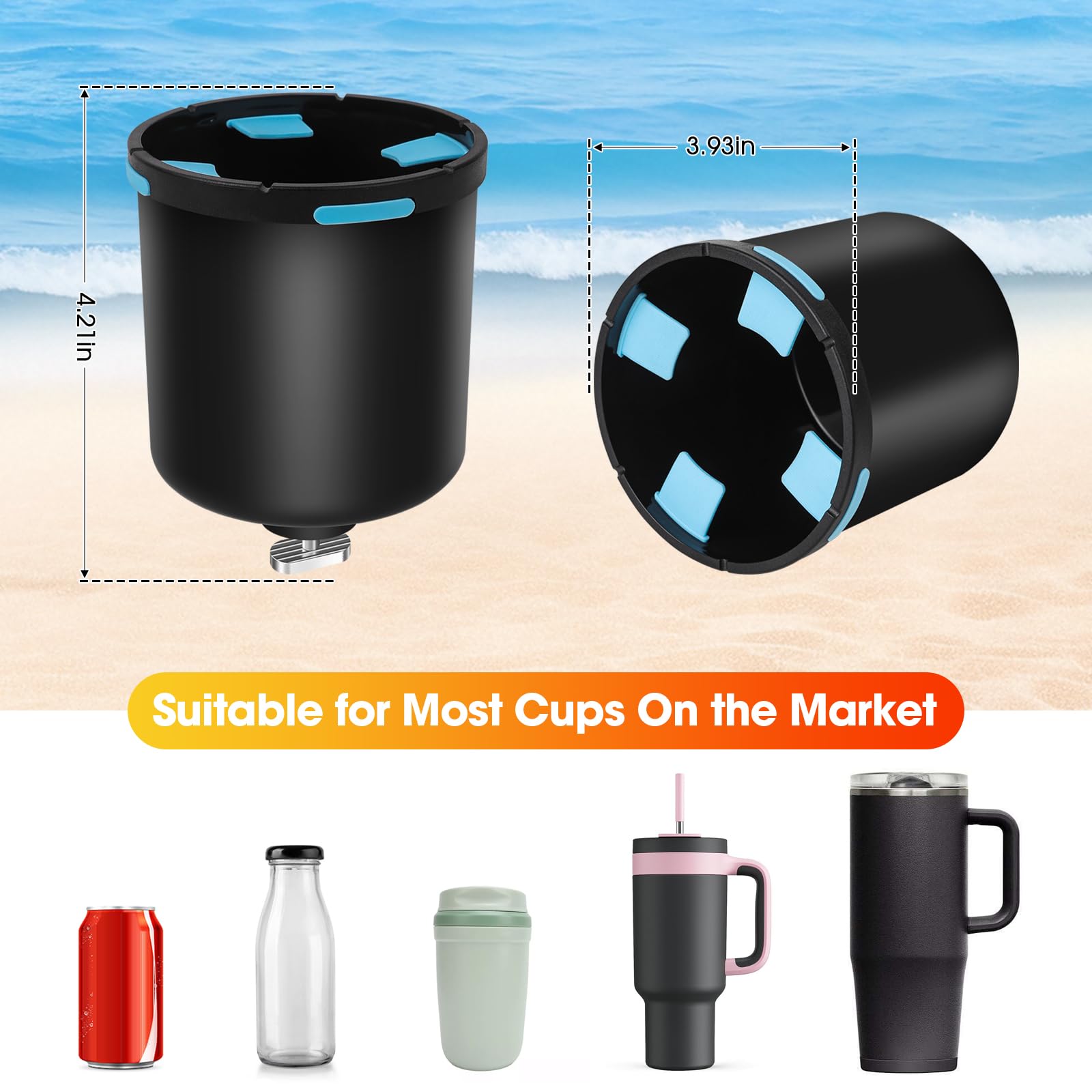 Generic kayak cup holder close-up of rubber tab preventing slips