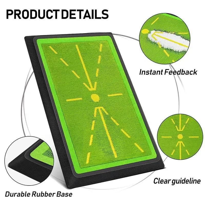 Generic mat in backyard with golfer practicing illustrating realistic outdoor training