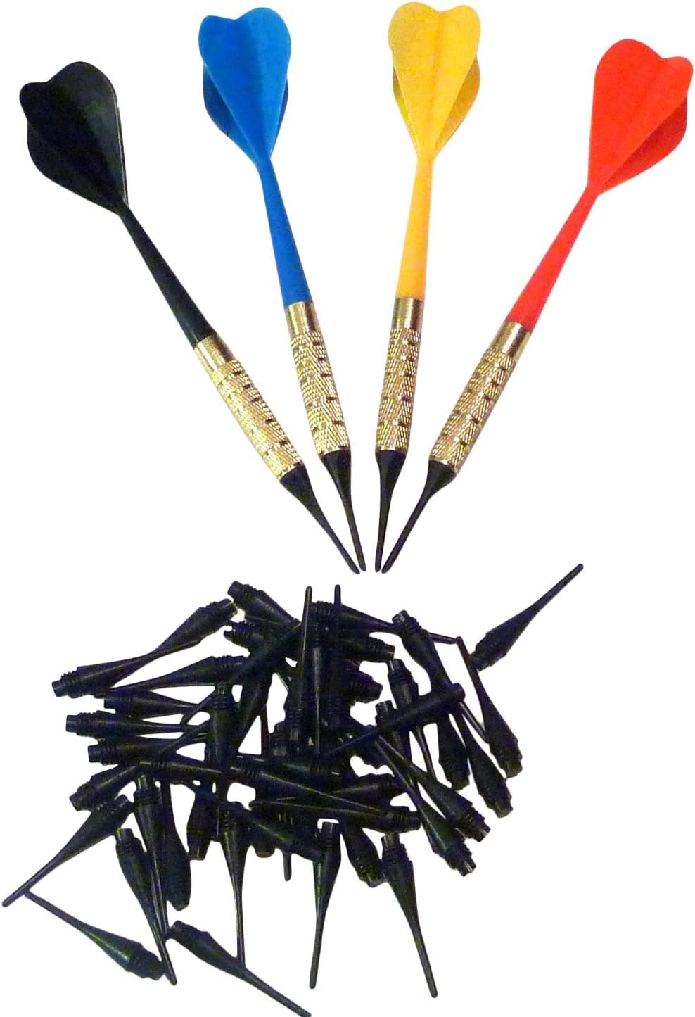 Generic soft tip darts front view showing 12 colorful darts and included tips for quick play
