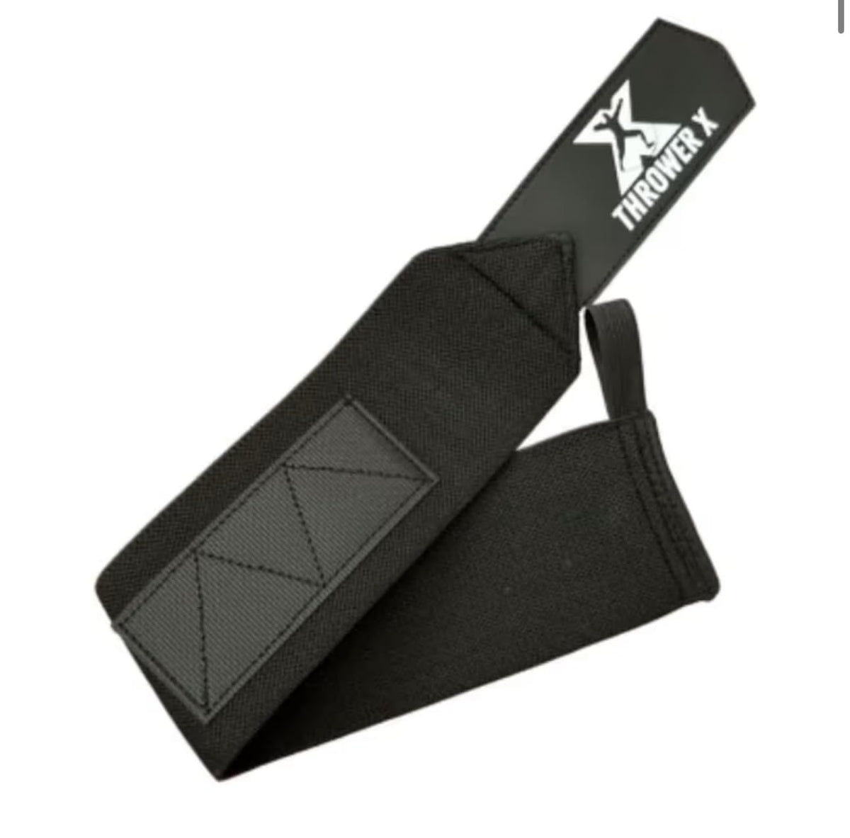 Generic Thrower X wrist wrap front view showing secure fit and competition-ready support