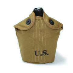 Generic brand front view of WWII canteen showing shape and cup, ideal for collectors