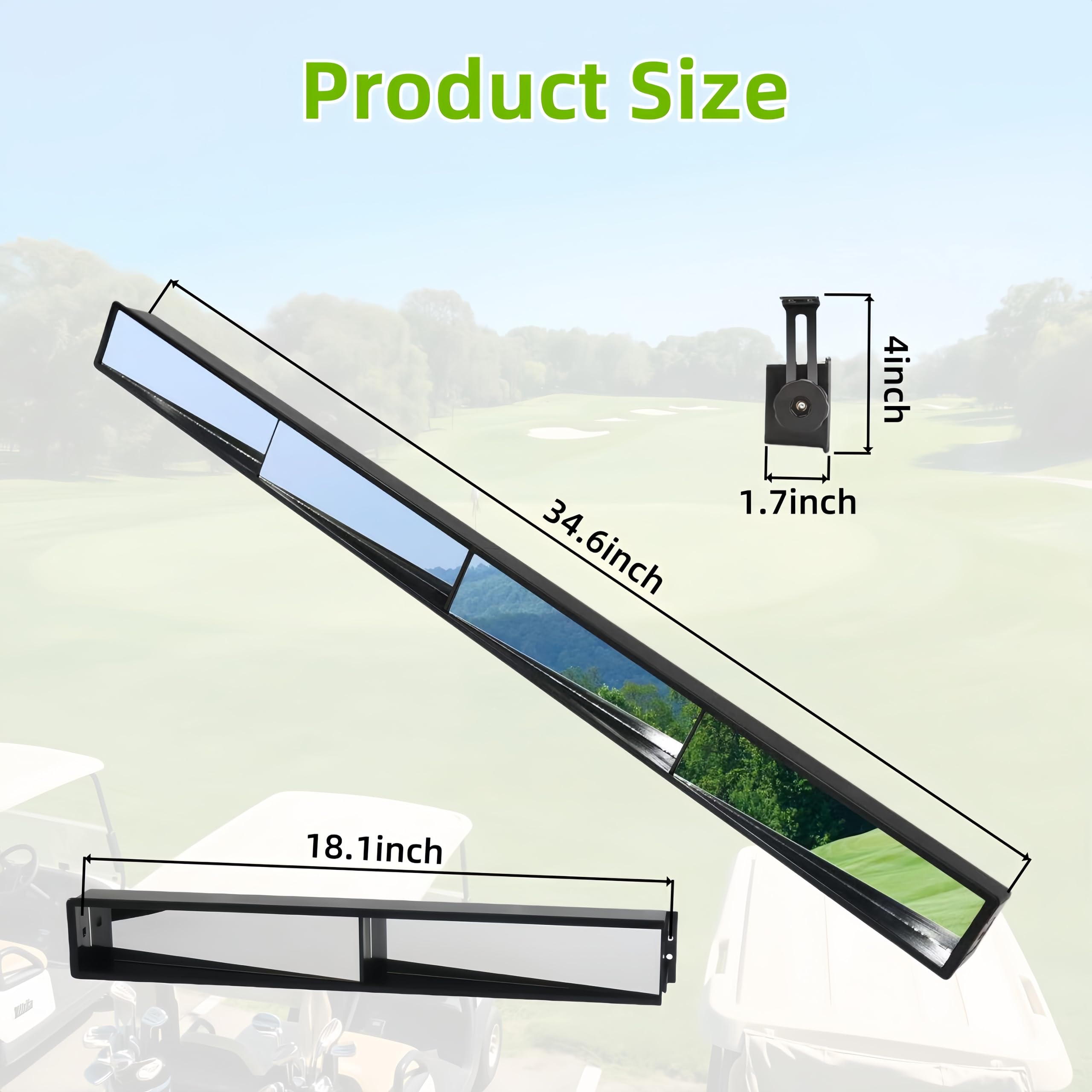 GENOUR mirror in use on golf cart at course improving situational awareness