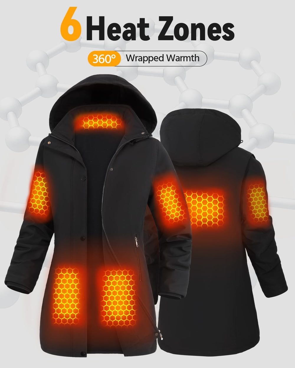 Genovega worn outdoors on a walk demonstrating comfortable heated warmth