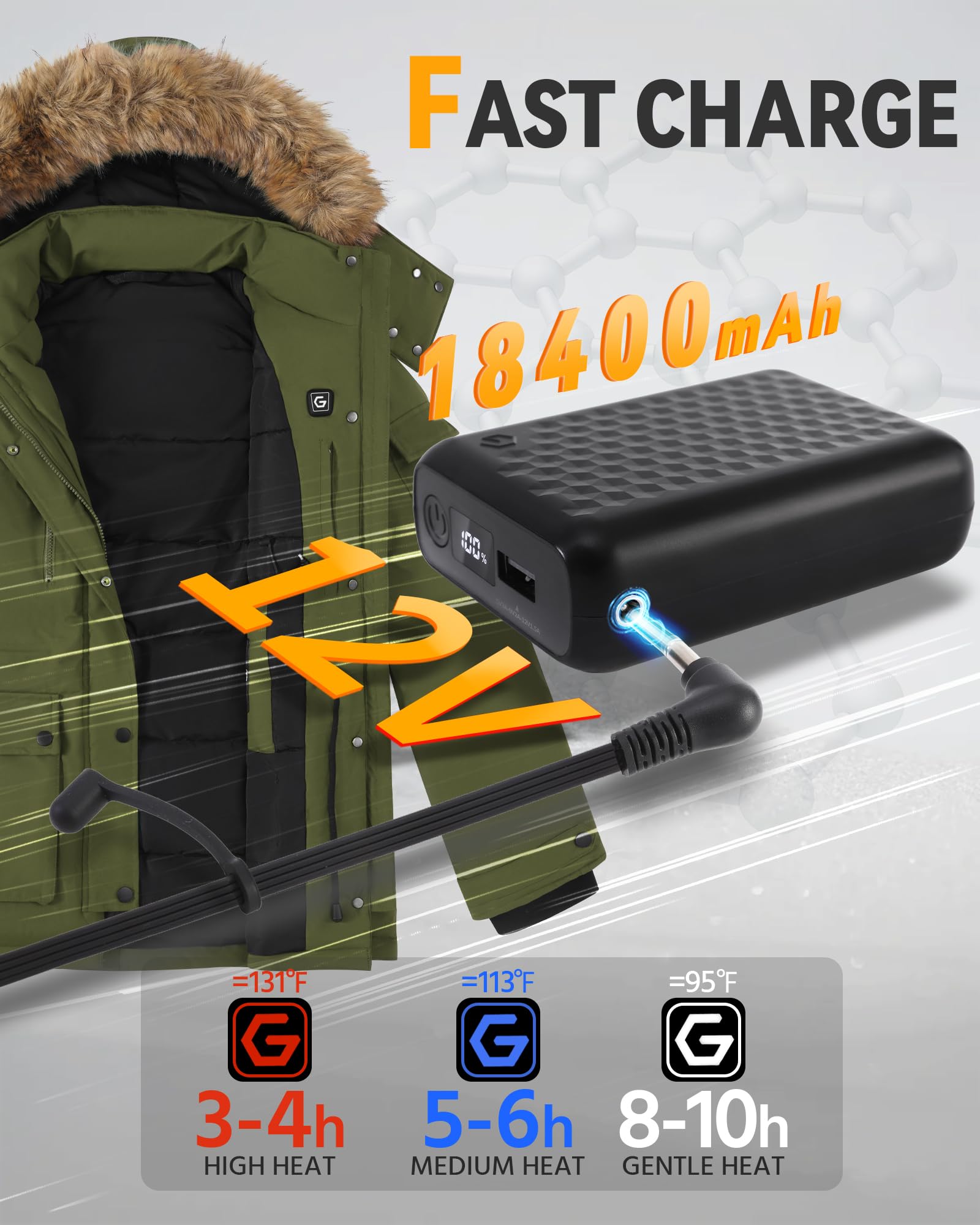 Genovega rechargeable battery pack detail highlighting long-lasting power