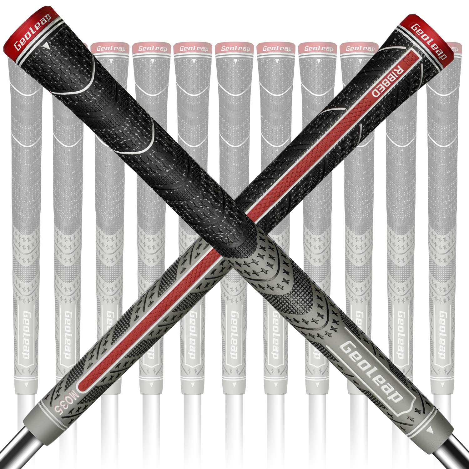 Geoleap front view of gray grips set showing neat alignment and ready-to-install benefit