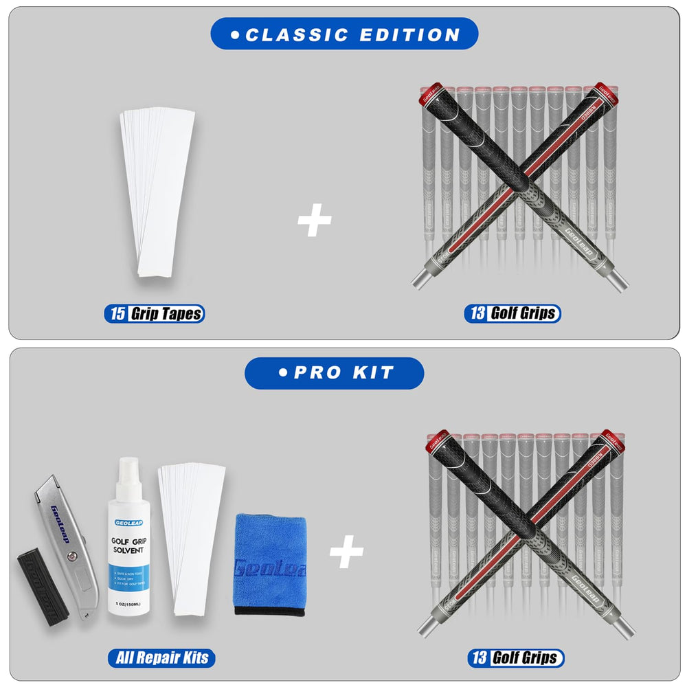 Geoleap grips staged in a golf bag on the course for all-weather play readiness