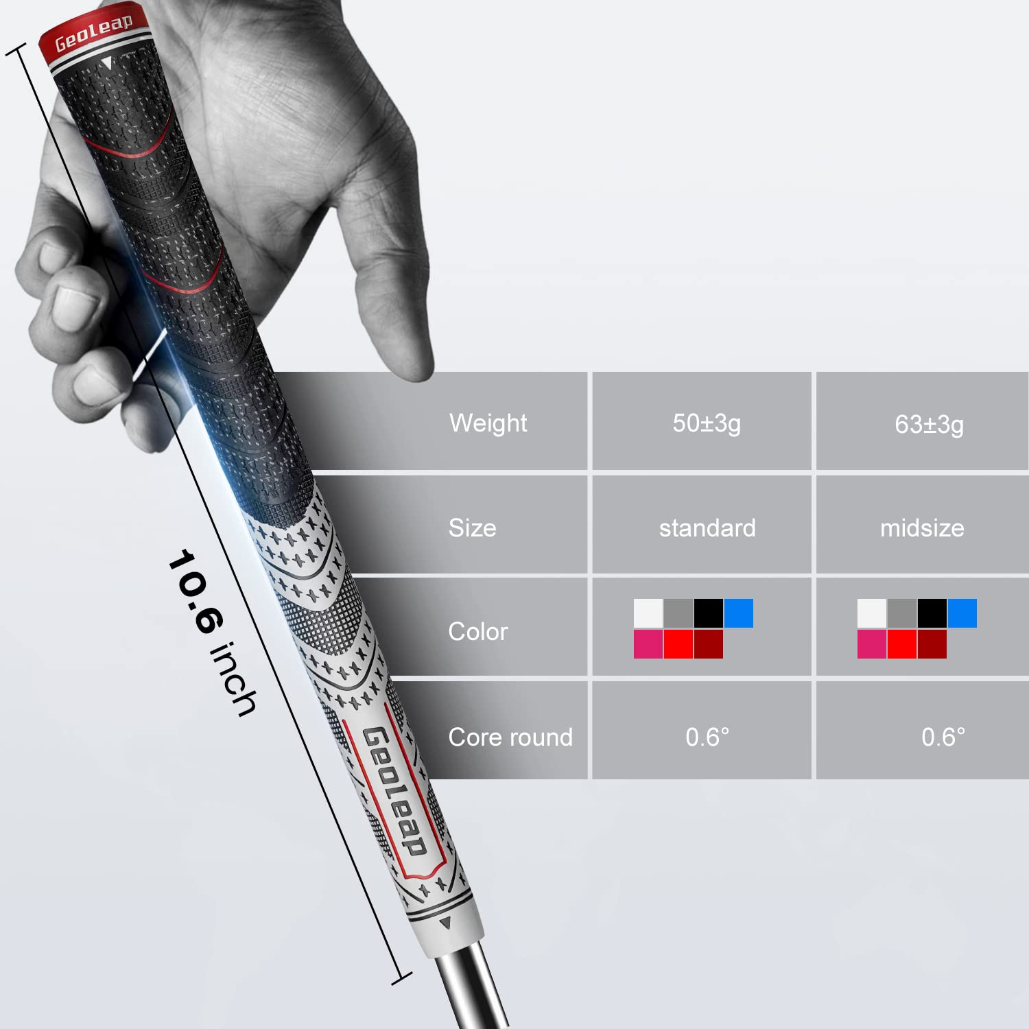 Geoleap grips on clubs in a golfer's hands on course illustrating confident swing