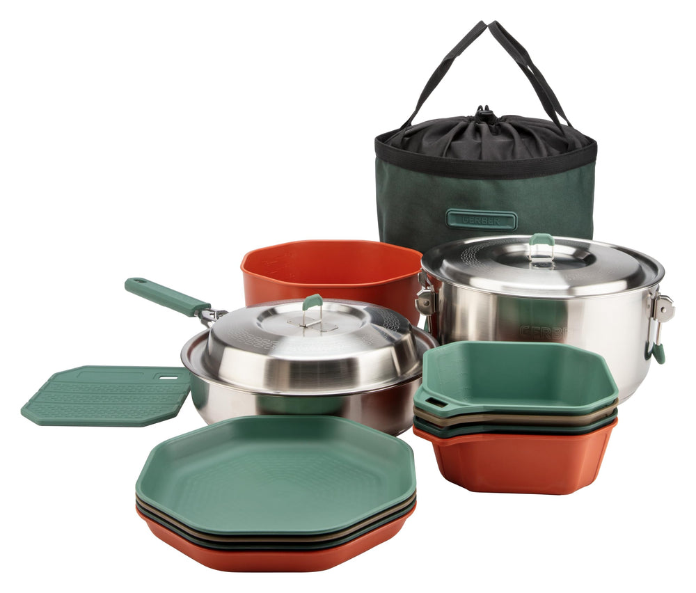 Gerber front packaging showing complete 16-piece cook set and contents