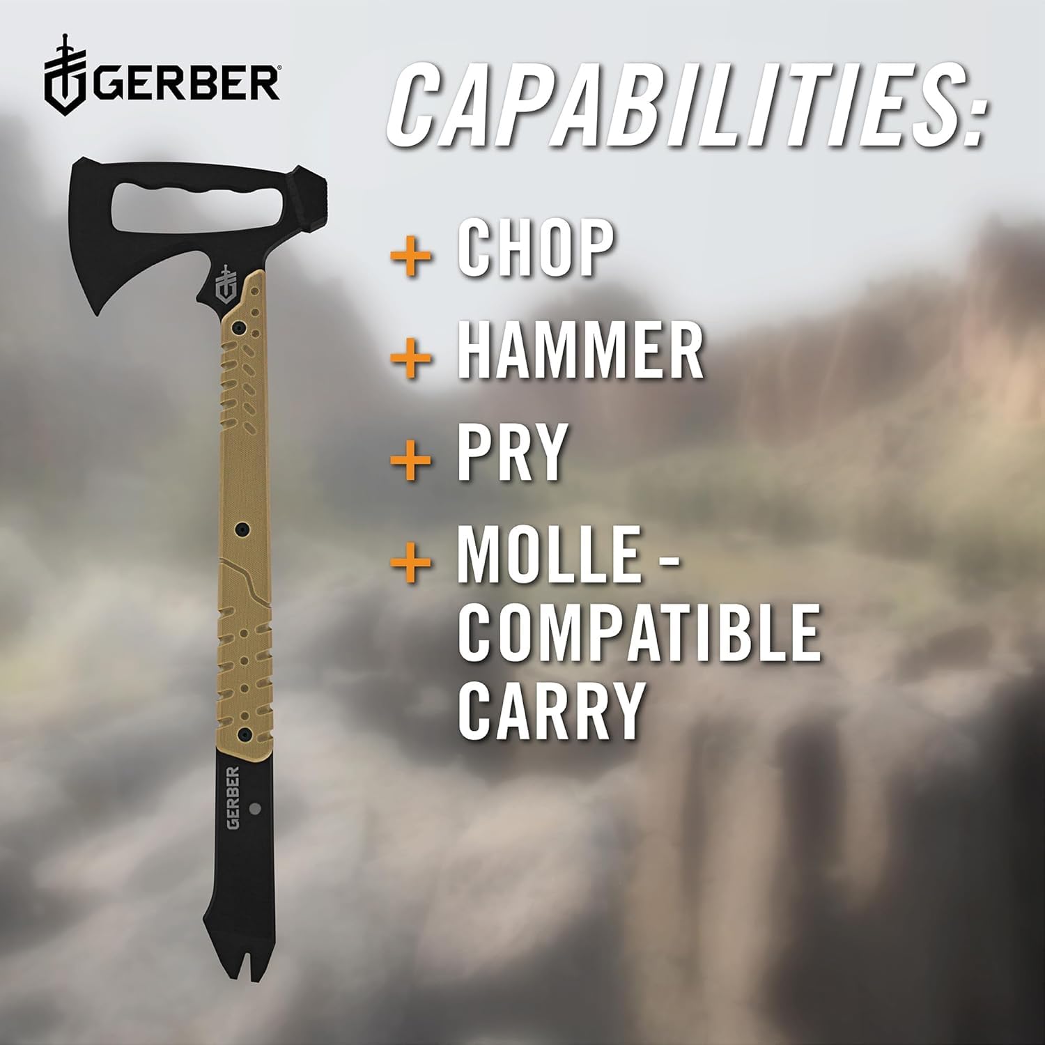 Gerber MOLLE-compatible sheath attached to pack for quick, secure carry