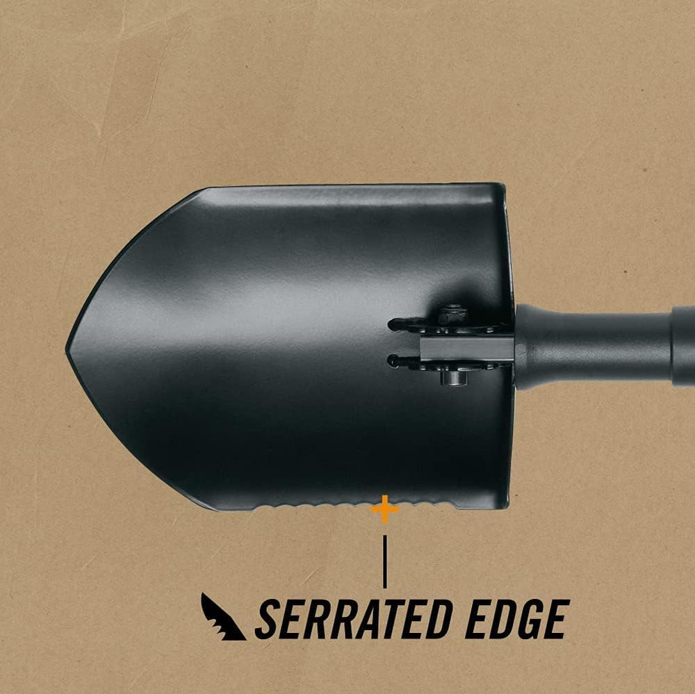 Gerber close-up of serrated blade edge cutting roots and compacted soil effectively benefit