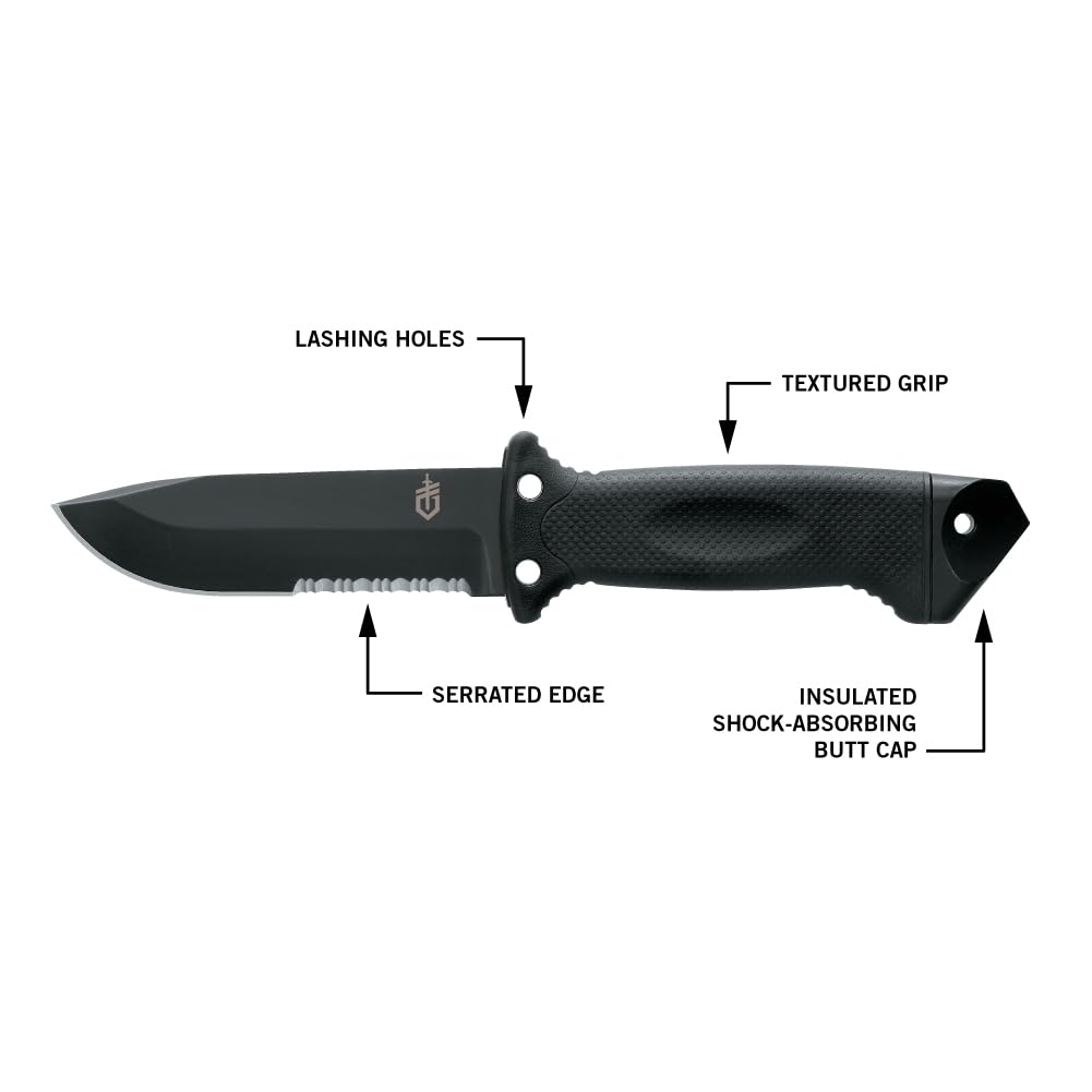 Gerber blade close-up highlighting serrated edge and corrosion-resistant steel