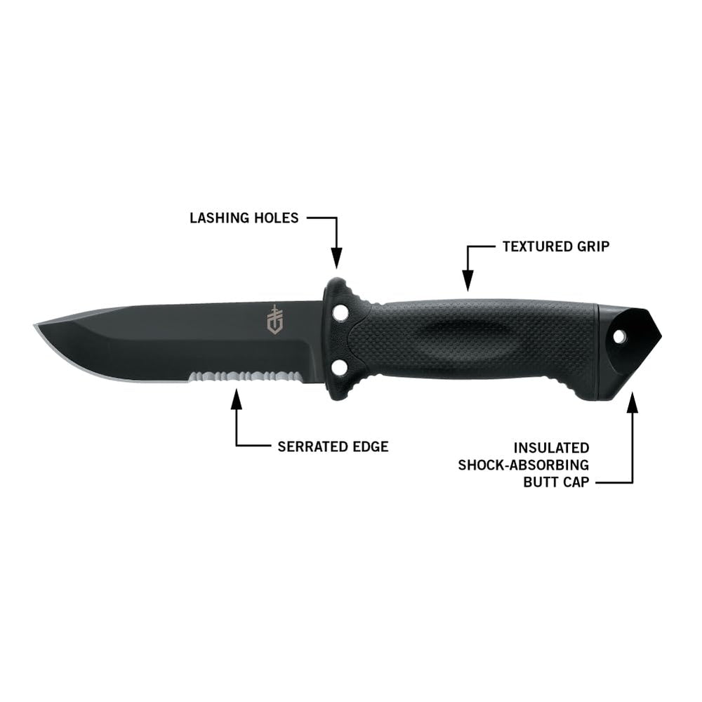 Gerber blade close-up highlighting serrated edge and corrosion-resistant steel